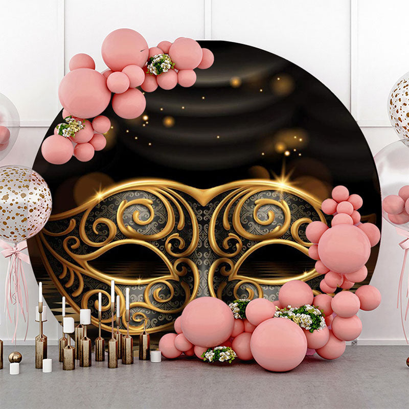 Aperturee Circle Black With Gold Masquerade Backdrop For Party