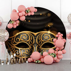 Aperturee Circle Black With Gold Masquerade Backdrop For Party