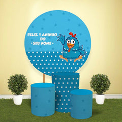 Aperturee Circle Blue Bird Round Happy Birthday Party Backdrop