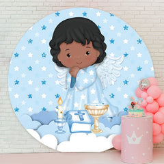 Aperturee - Circle Blue Boy Baby Shower Backdrop For Party