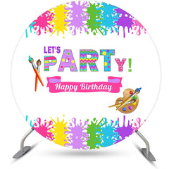 Aperturee - Circle Colorful Painting Happy Birthday Backdrop