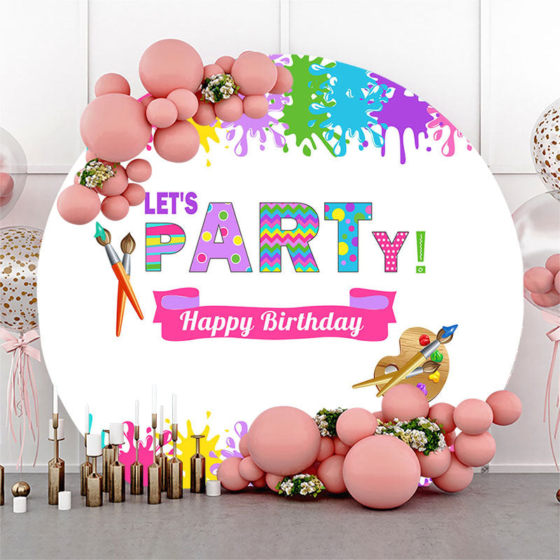 Aperturee - Circle Colorful Painting Happy Birthday Backdrop