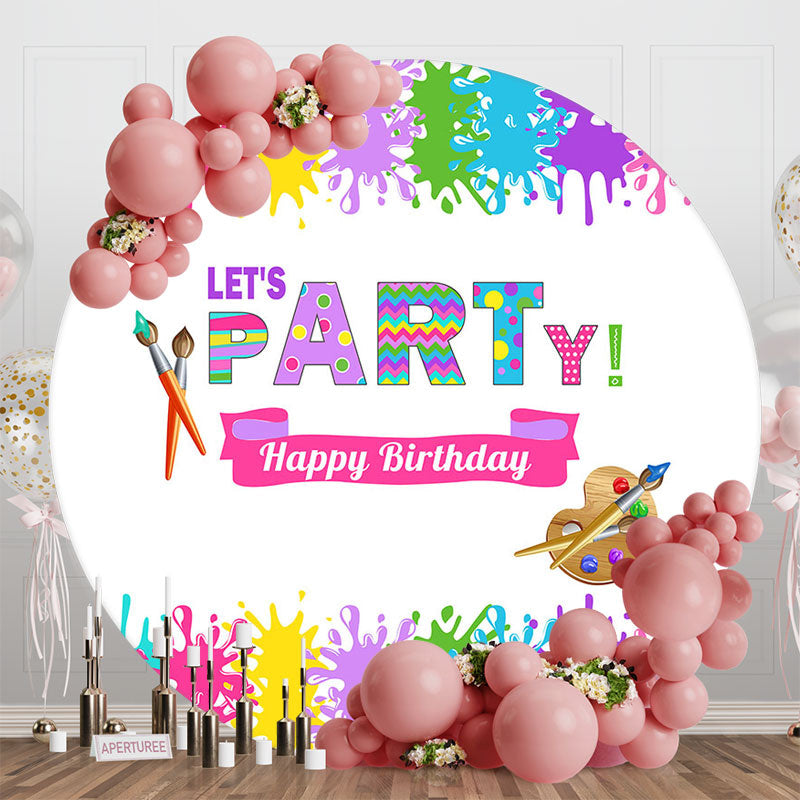 Aperturee - Circle Colorful Painting Happy Birthday Backdrop