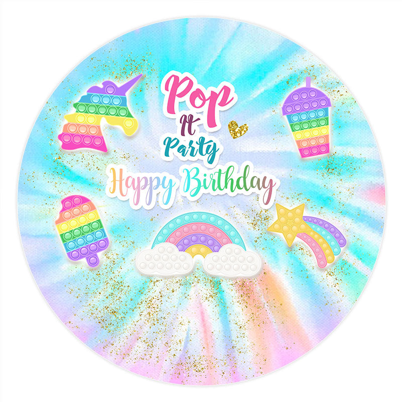 Aperturee Circle Colorful Rainbow Pop It Birthday Party Backdrop