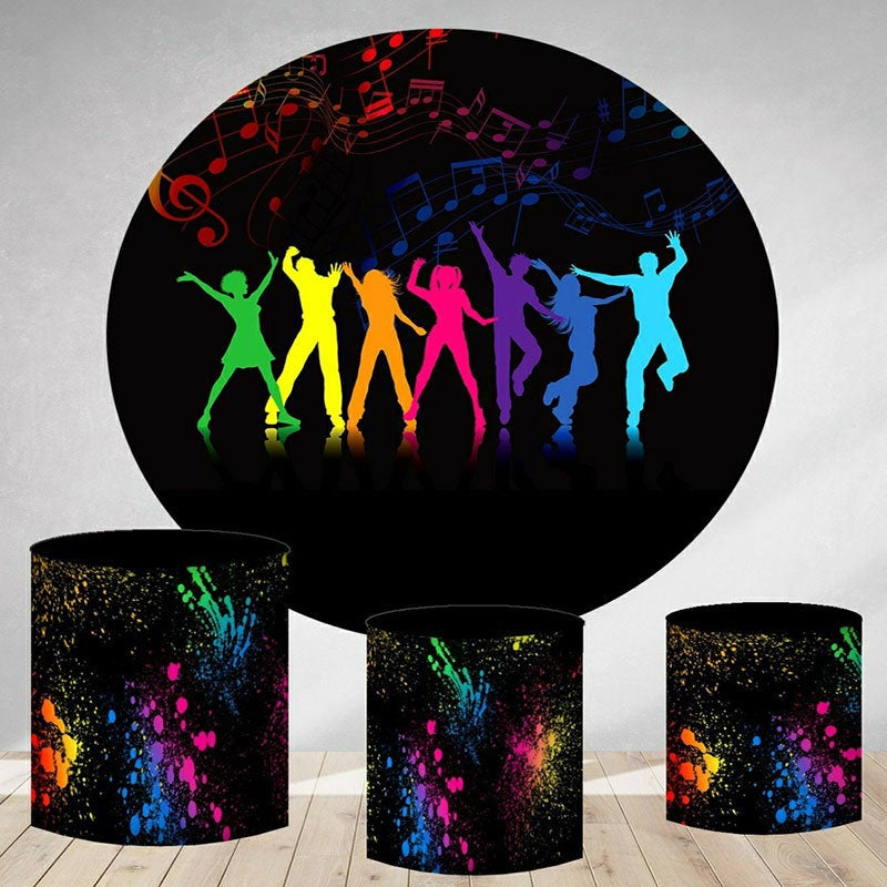 Aperturee Circle Dancing People Black Birthday Party Backdrop