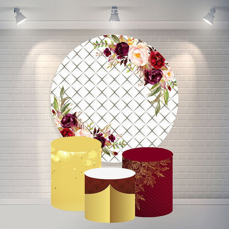 Aperturee Circle Flower White Square Happy Birthday Backdrop