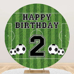 Aperturee - Circle Football Field Stripe 2nd Birthday Backdrop