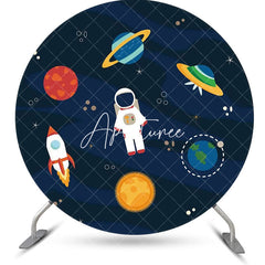 Aperturee - Circle Galaxy Planets Astronaut Rocket Boys Backdrop