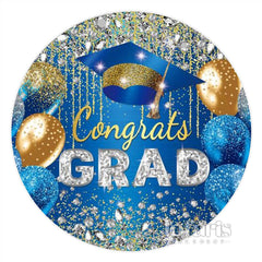 Aperturee Circle Glitter Diamond Blue Graduation Party Backdrop