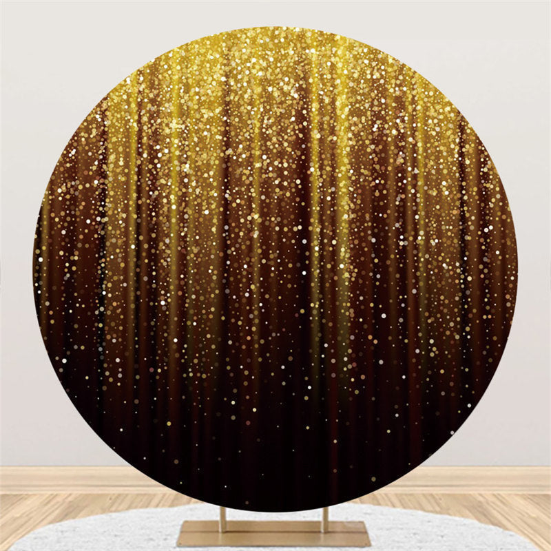 Aperturee Circle Glitter Gold And Black Happy Birthday Backdrop