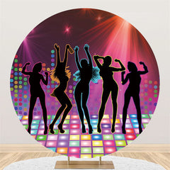 Aperturee Circle Glitter Light Disco Happy Birthday Backdrop