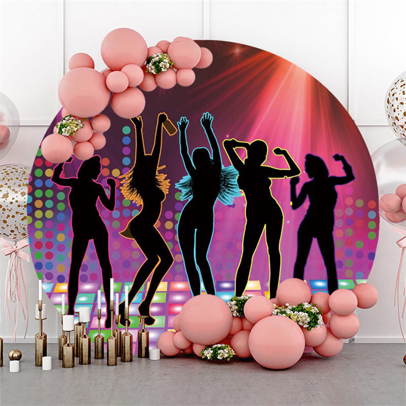 Aperturee Circle Glitter Light Disco Happy Birthday Backdrop