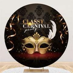 Aperturee Circle Gold And Black Classy Carnival Party Backdrop