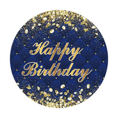 Aperturee Circle Gold And Navy Happy Birthday Backdrop For Party