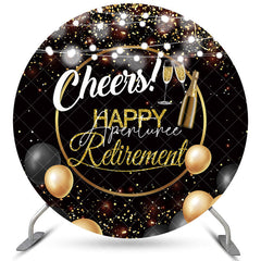 Aperturee Circle Gold Glitter Black Cheers Baby Shower Backdrop