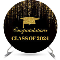 Aperturee Circle Golden Black Congratulations Grad Backdrop