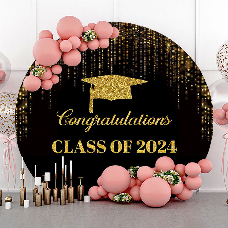 Aperturee Circle Golden Black Congratulations Grad Backdrop