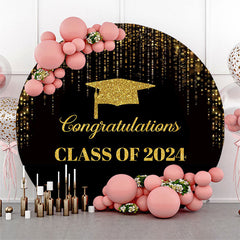 Aperturee Circle Golden Black Congratulations Grad Backdrop