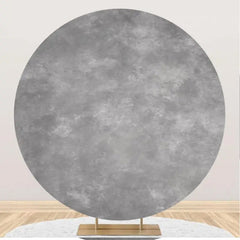 Aperturee - Circle Gray Marble Abstract Texture Birthday Backdrop