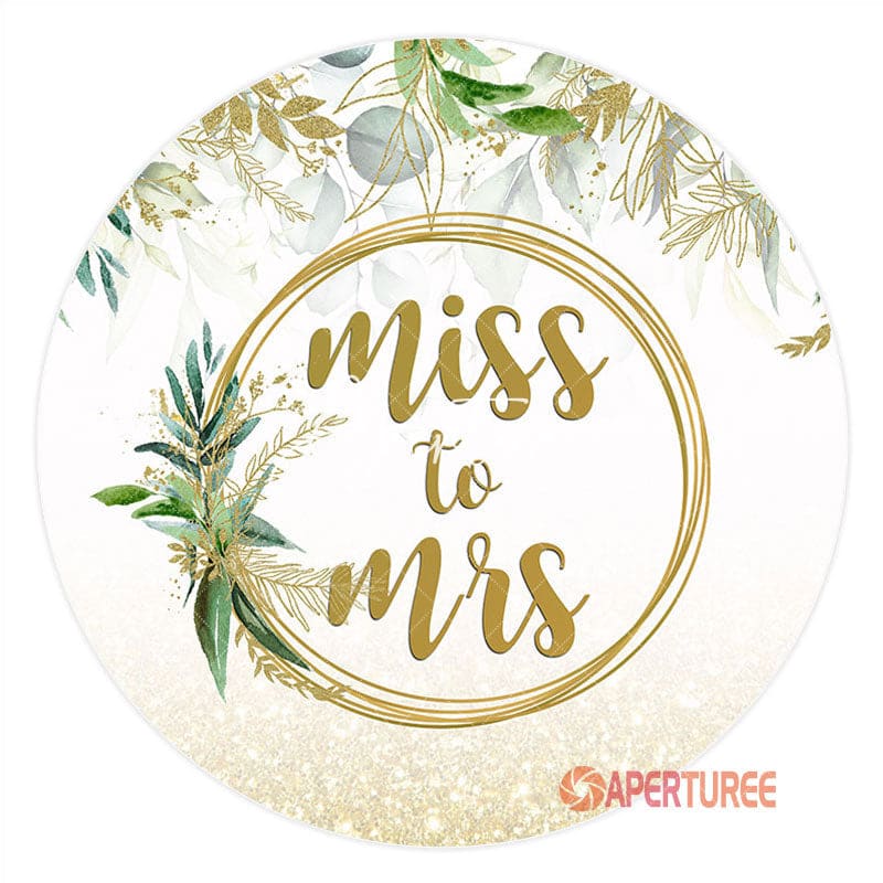 Aperturee - Circle Miss To Mrs Leaf Simple Wedding Backdrop