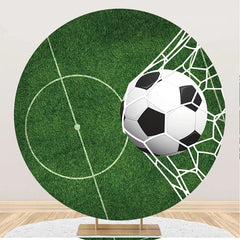 Aperturee - Circle Green Line Grass Football Goal Party Backdrop