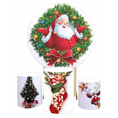 Aperturee Circle Happy Christmas Pendant And Santa Backdrop Kit