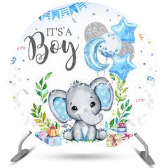 Aperturee Circle Its A Boy Elephant Baby Shower Backdrop Banner