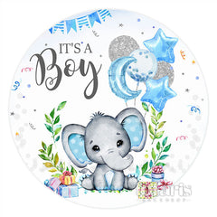 Aperturee Circle Its A Boy Elephant Baby Shower Backdrop Banner