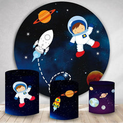 Aperturee Circle Little Astronaut Galaxy Birthday Party Backdrop