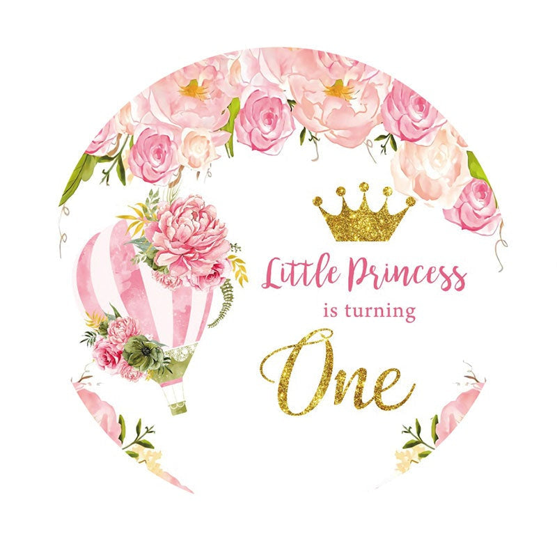 Aperturee - Circle Little Princess Is Turning One Birthday Backdrop