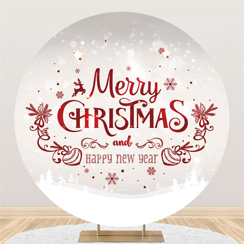 Lofaris Circle Merry Christmas And Happy New Year Backdrop