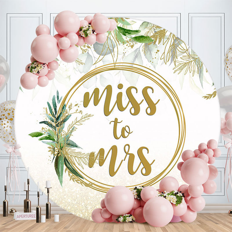 Aperturee - Circle Miss To Mrs Leaf Simple Wedding Backdrop