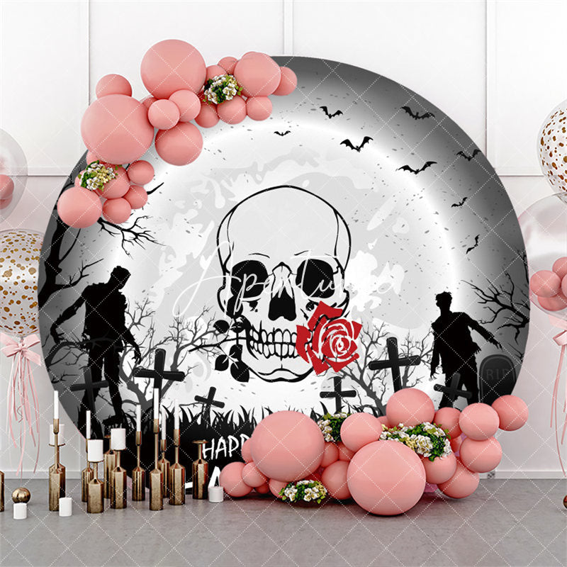 Aperturee Circle Night Skull Graveyard Zombie Halloween Backdrop