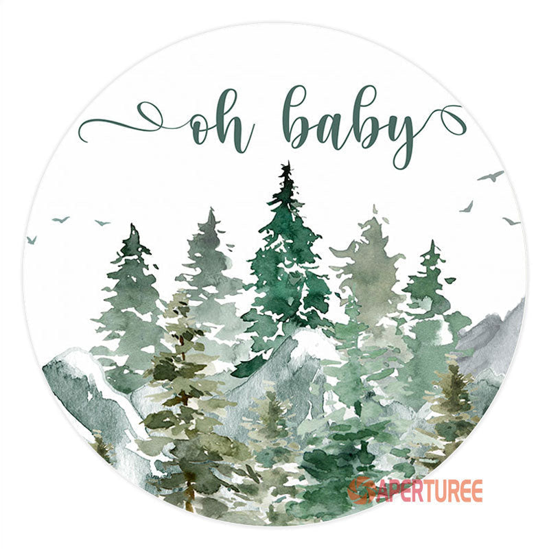 Aperturee - Circle Oh Baby Forest Gender Reveal Backdrop