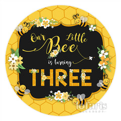 Aperturee Circle Our Little Bee Is Turning Three Birthday Backdrop