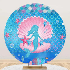 Aperturee - Circle Pink Blue Shell Mermaid Starfish Backdrop