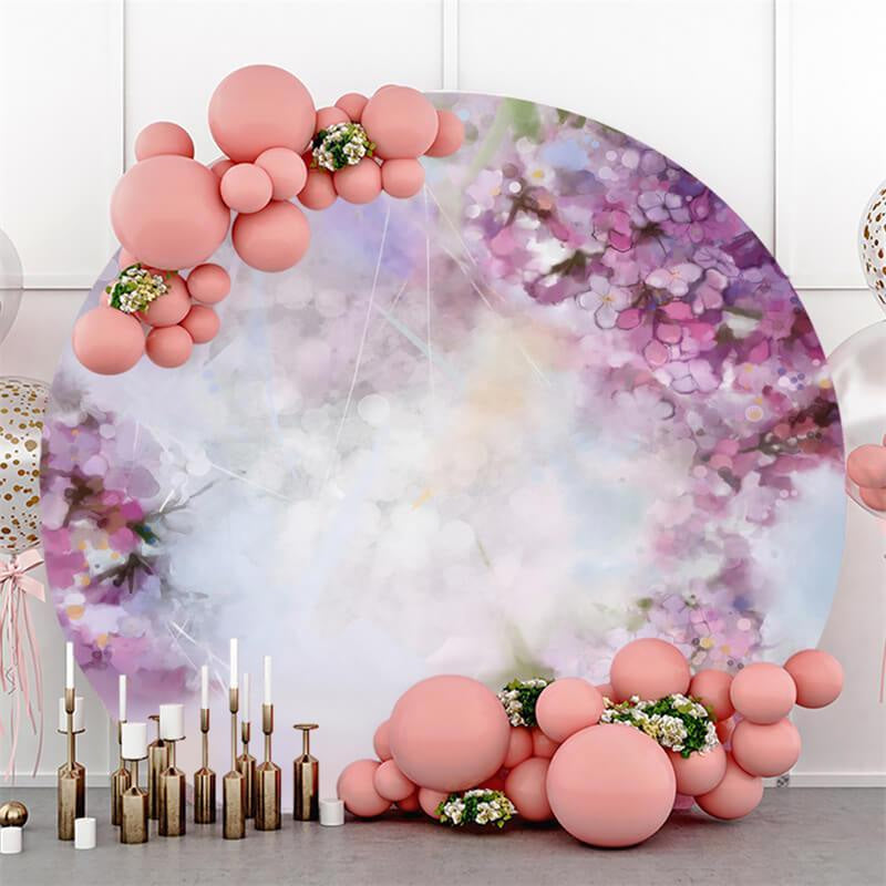 Aperturee Circle Pink Floral Aperture Happy Birthday Backdrop