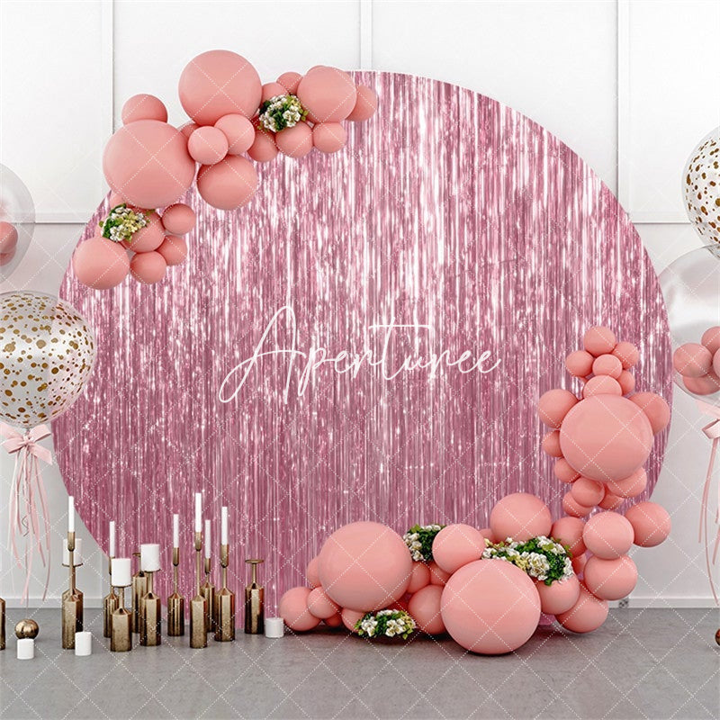 Aperturee Circle Pink Glitter Party Round Backdrops for Wedding