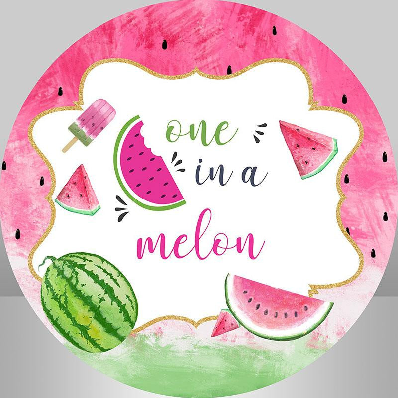 Aperturee - Circle Pink One In A Melon Happy Birthday Backdrop