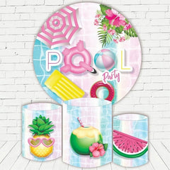 Aperturee Circle Pink Pool Party Backdrop Kit For Happy Birthday