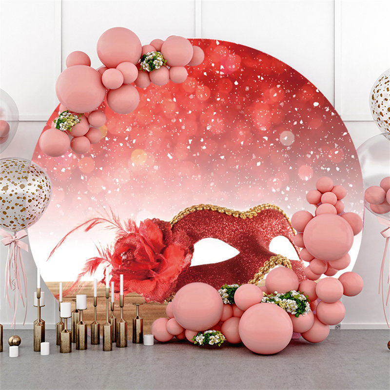 Aperturee Circle Red Bokeh Glitter Masquerade Party Backdrop