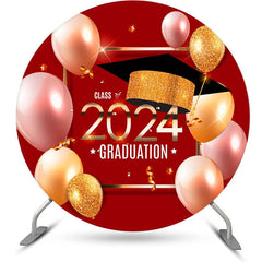 Aperturee - Circle Red Glitter Balloons Backdrop For Graduation