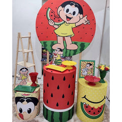 Aperturee Circle Red Watermelon Girl Birthday Party Backdrop Kit