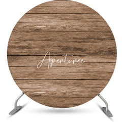 Aperturee - Circle Retro Wooden Plank Simple Birthday Backdrop