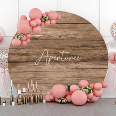 Aperturee - Circle Retro Wooden Plank Simple Birthday Backdrop