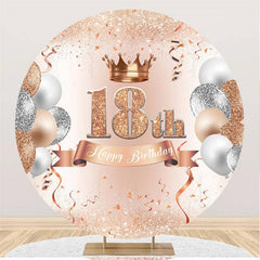 Aperturee Circle Rose Gold Balloons 18th Happy Birthday Backdrop