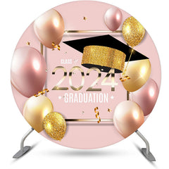 Aperturee - Circle Rose Gold Balloons Happy Graduation Backdrop