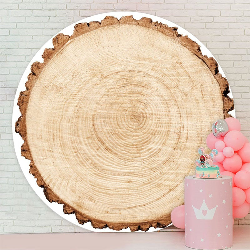 Aperturee - Circle Simple Nature Log Wood Backdrop For Birthday