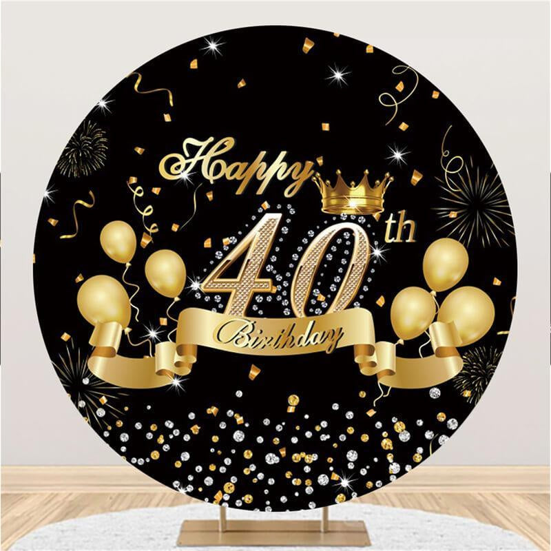 Aperturee Circle Fireworks Balloons 40th Happy Birthday Backdrop