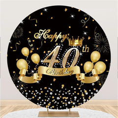 Aperturee Circle Fireworks Balloons 40th Happy Birthday Backdrop